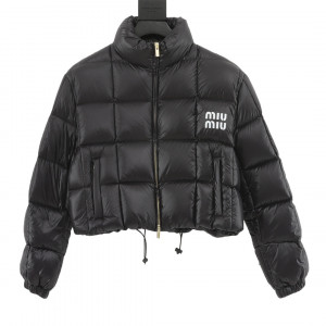 MIU MI* 23FW plaid bread short down jacket