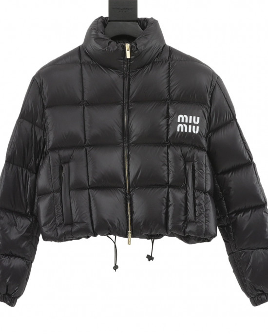 MIU MI* 23FW plaid bread short down jacket