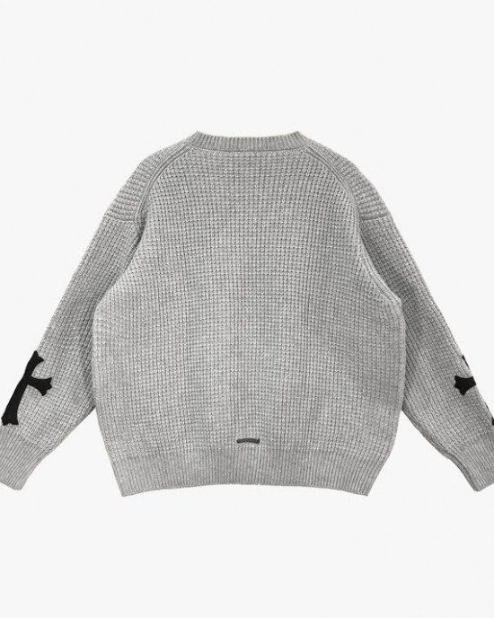 Chrom* Hearts Leather Cross Patch Cashmere Sweater