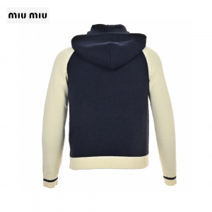 Miu 23Fw Color-block Embroidered Letter Sweater