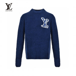 Louis Vuitto* 22FW Jacquard Big Logo Round Neck Sweater