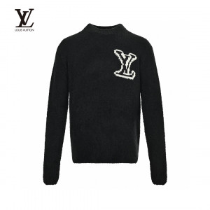 Louis Vuitto* 22FW Jacquard Big Logo Round Neck Sweater