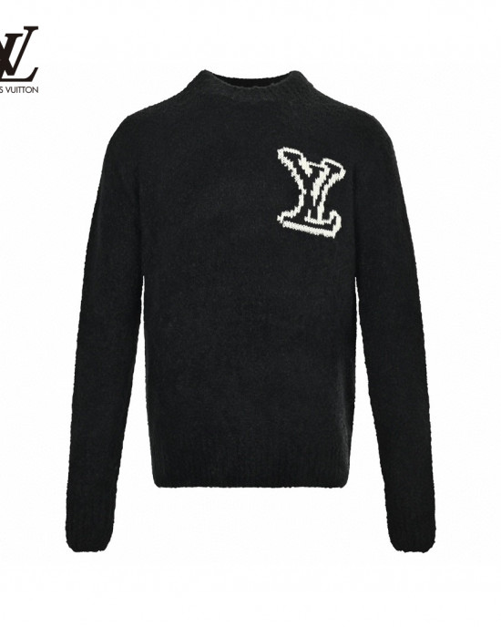 Louis Vuitto* 22FW Jacquard Big Logo Round Neck Sweater