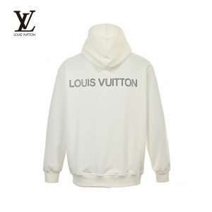 Louis Vuitto* 23FW Hooded Sweatshirt with Rhinestone Embellished Letters