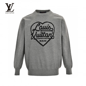 Louis Vuitto* 23Fw Heart Jacquard Round Neck Sweater