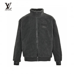 Louis Vuitto* 23FW Leather Logo Teddy Coat