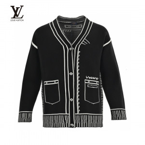 Louis Vuitto 23Fw Two-dimensional Sketch Cardigan Sweater