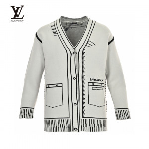 Louis Vuitto 23Fw Two-dimensional Sketch Cardigan Sweater