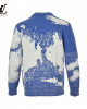 Louis Vuitto 23Fw Blue Sky and White Clouds Jacquard Crew Neck Sweater